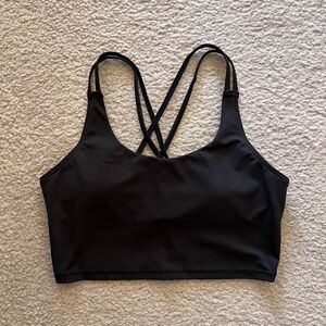 Maurices Long Line Sports Bra, Black, Strappy Back - Size M Medium